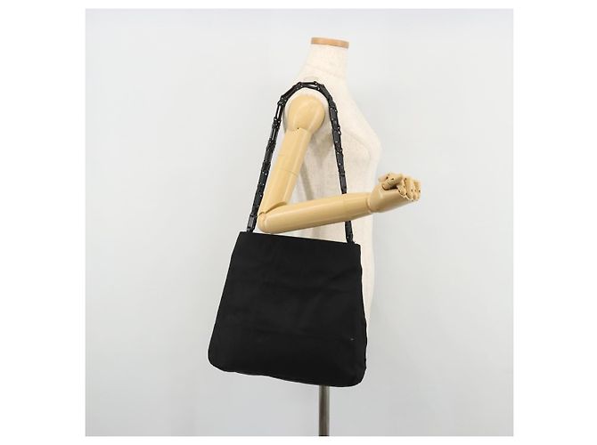 PRADA Borsa Tote in Catena di Plastica Nylon Nera Argento Auth 175266 Nero - vista 24