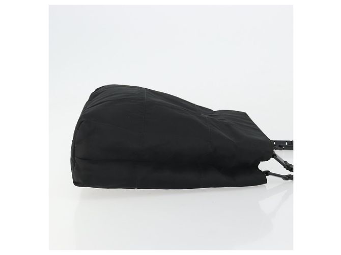 PRADA Borsa Tote in Catena di Plastica Nylon Nera Argento Auth 175266 Nero - vista 3