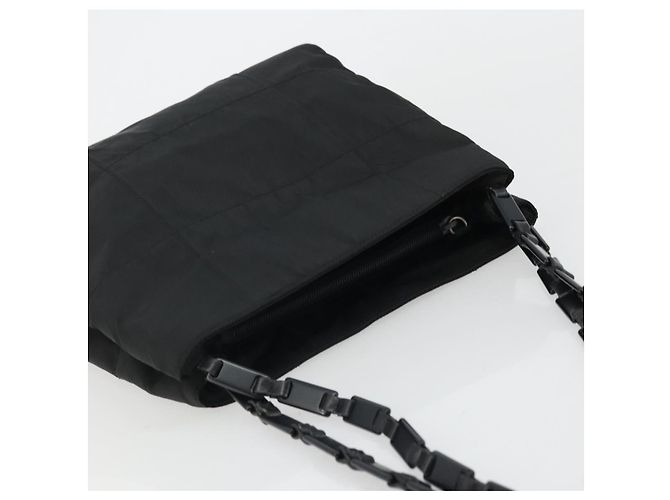 PRADA Borsa Tote in Catena di Plastica Nylon Nera Argento Auth 175266 Nero - vista 6