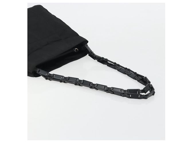 PRADA Borsa Tote in Catena di Plastica Nylon Nera Argento Auth 175266 Nero - vista 7