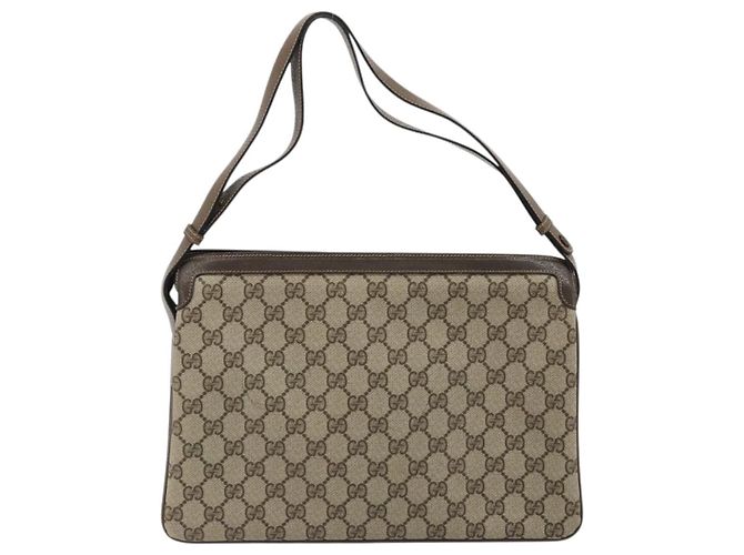 Gucci Bolso GG Supreme Web Sherry Line PVC Beige Oro 14 02 013 Auth 176608 Dorado - vista 2