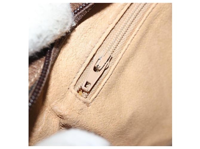 Gucci Bolso GG Supreme Web Sherry Line PVC Beige Oro 14 02 013 Auth 176608 Dorado - vista 22