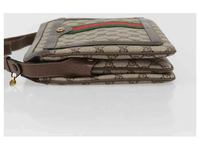 Gucci Bolso GG Supreme Web Sherry Line PVC Beige Oro 14 02 013 Auth 176608 Dorado - vista 4
