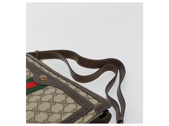 Gucci Bolso GG Supreme Web Sherry Line PVC Beige Oro 14 02 013 Auth 176608 Dorado - vista 8