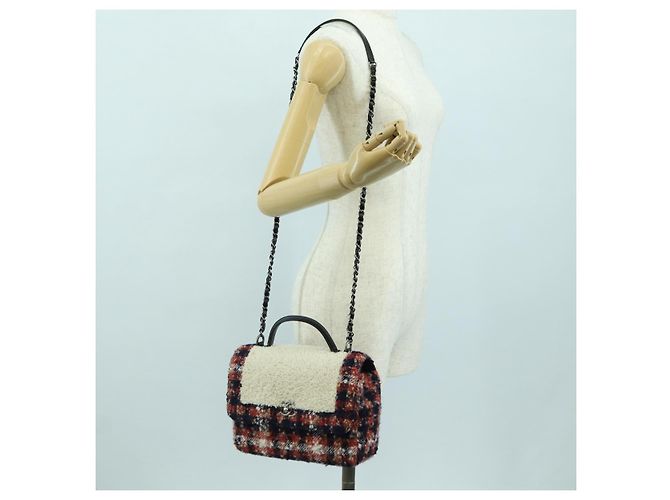 CHANEL Handtasche 25 Kette Tweed Mehrfarbig Silber CC Auth YKZ1266SAM - Ansicht 28