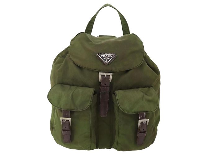 PRADA Rucksack aus Nylon grün silber authentisch bs34433 - Ansicht 13