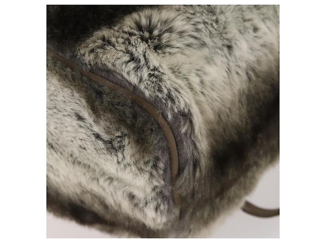 FENDI Backpack Fur Beige Silver Auth YKZ827A Silvery - view 15