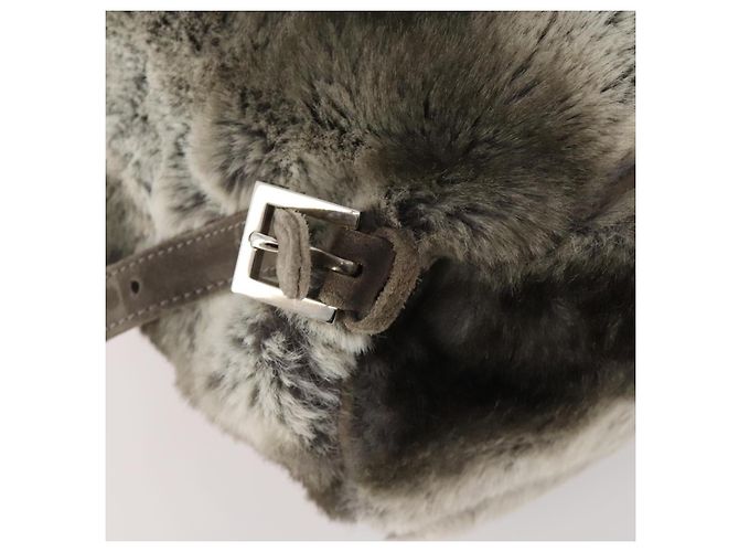 FENDI Backpack Fur Beige Silver Auth YKZ827A Silvery - view 18