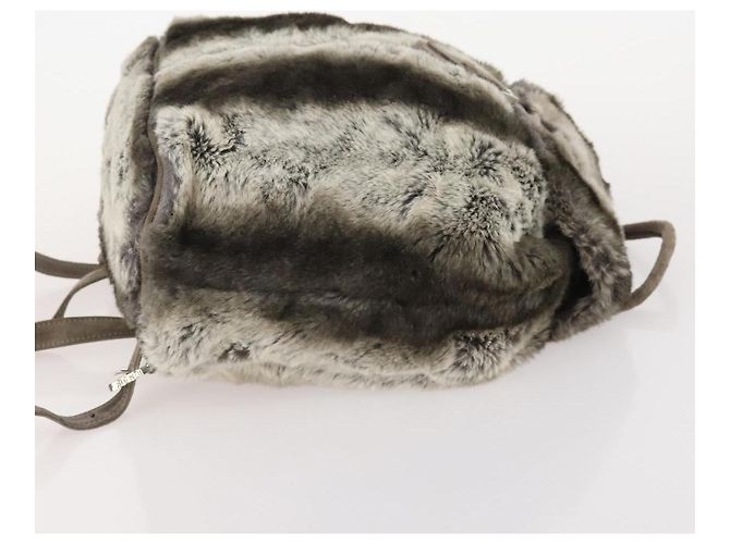 FENDI Backpack Fur Beige Silver Auth YKZ827A Silvery - view 3