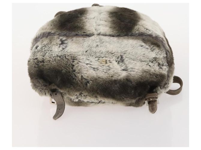 FENDI Backpack Fur Beige Silver Auth YKZ827A Silvery - view 5