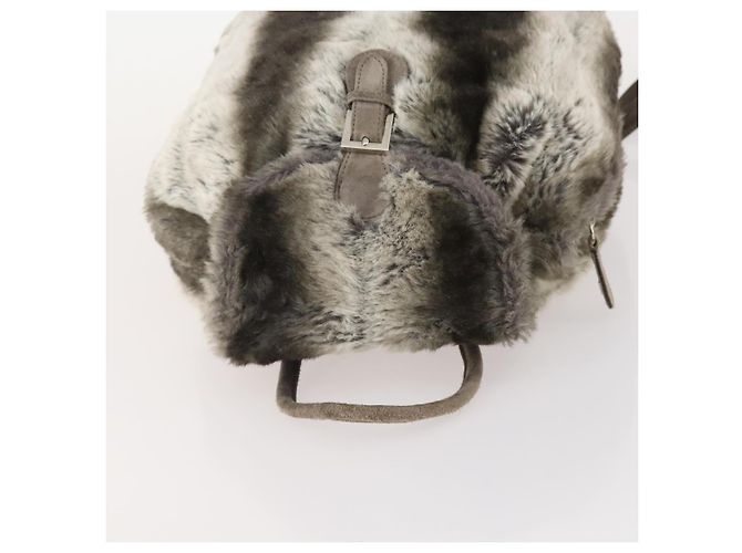 FENDI Backpack Fur Beige Silver Auth YKZ827A Silvery - view 6