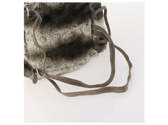 FENDI Backpack Fur Beige Silver Auth YKZ827A Silvery - view 8