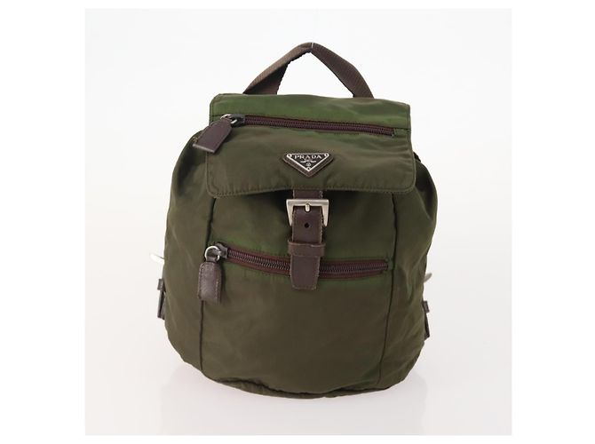 Zaino PRADA Nylon 5 Set Verde Nero Auth 174970 - vista 17