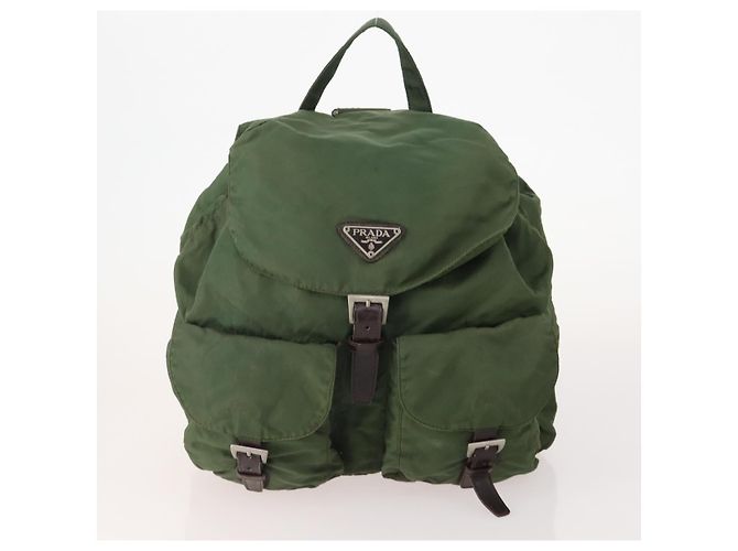 Zaino PRADA Nylon 5 Set Verde Nero Auth 174970 - vista 2