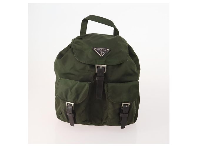 Zaino PRADA Nylon 5 Set Verde Nero Auth 174970 - vista 7