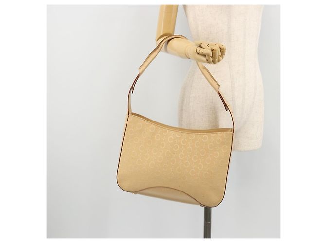 Céline Borsa a Spalla in Tela Macadam C di CELINE Beige Oro Auth ka3948 D'oro - vista 23