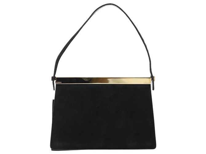 Bolsa de Mão GUCCI Camurça Preta Dourada 001 2058 1928 0 Auth yk20276 Preto Dourado - vista 13