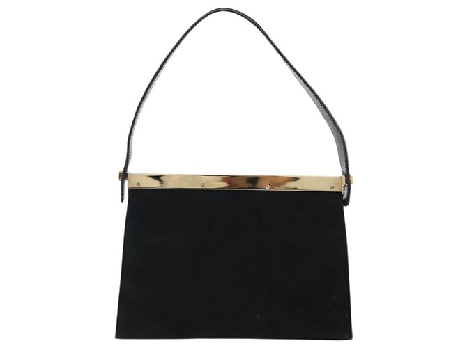 Bolsa de Mão GUCCI Camurça Preta Dourada 001 2058 1928 0 Auth yk20276 Preto Dourado - vista 2