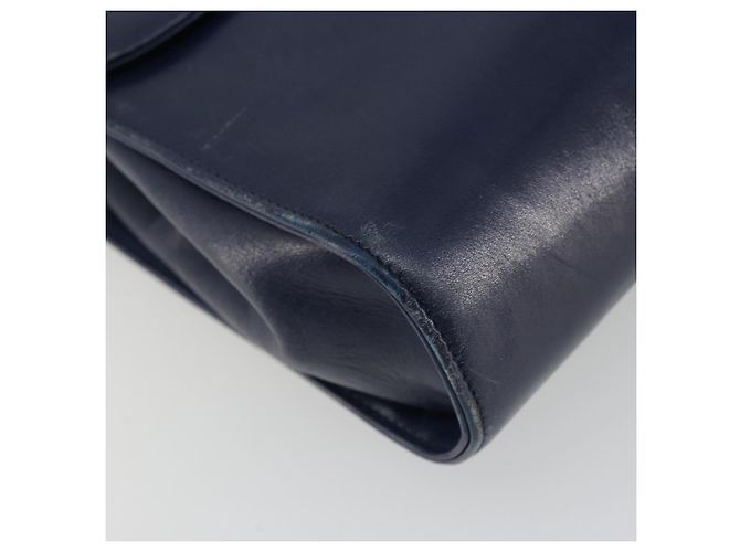 Borsa a Spalla Gancini in Pelle Salvatore Ferragamo Blu Navy Oro Auth YKZ1104 - vista 14