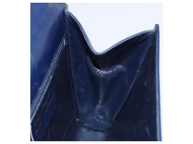 Borsa a Spalla Gancini in Pelle Salvatore Ferragamo Blu Navy Oro Auth YKZ1104 - vista 19