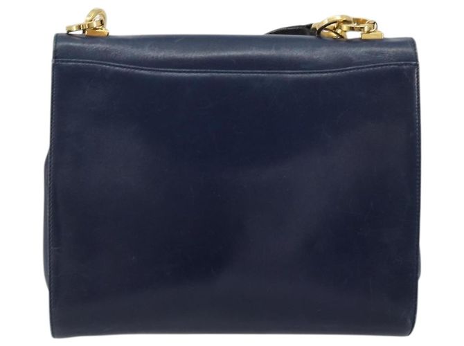 Borsa a Spalla Gancini in Pelle Salvatore Ferragamo Blu Navy Oro Auth YKZ1104 - vista 2