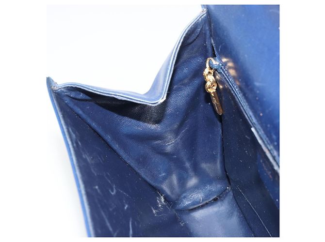 Borsa a Spalla Gancini in Pelle Salvatore Ferragamo Blu Navy Oro Auth YKZ1104 - vista 20