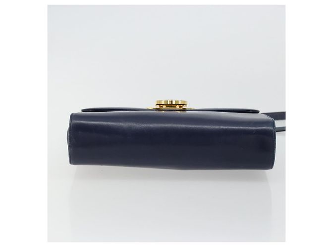 Borsa a Spalla Gancini in Pelle Salvatore Ferragamo Blu Navy Oro Auth YKZ1104 - vista 5