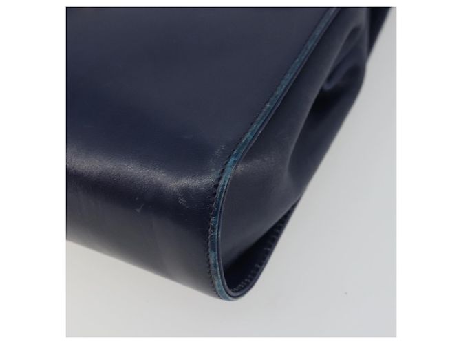 Borsa a Spalla Gancini in Pelle Salvatore Ferragamo Blu Navy Oro Auth YKZ1104 - vista 9