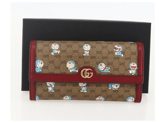 GUCCI Micro GG Supreme Doraemon Long Wallet PVC Beige Oro 647786 Auth 175793A Dorado - vista 12
