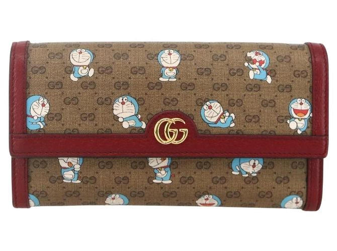 GUCCI Micro GG Supreme Doraemon Long Wallet PVC Beige Oro 647786 Auth 175793A Dorado - vista 13