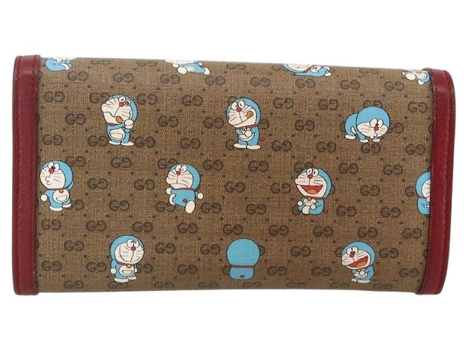 GUCCI Micro GG Supreme Doraemon Long Wallet PVC Beige Oro 647786 Auth 175793A Dorado - vista 2