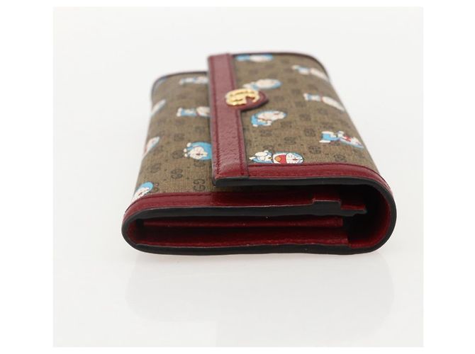 GUCCI Micro GG Supreme Doraemon Long Wallet PVC Beige Oro 647786 Auth 175793A Dorado - vista 4