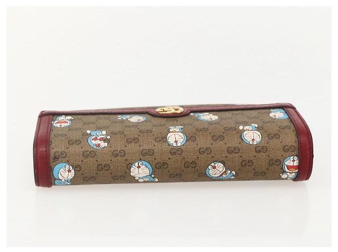 GUCCI Micro GG Supreme Doraemon Long Wallet PVC Beige Oro 647786 Auth 175793A Dorado - vista 5