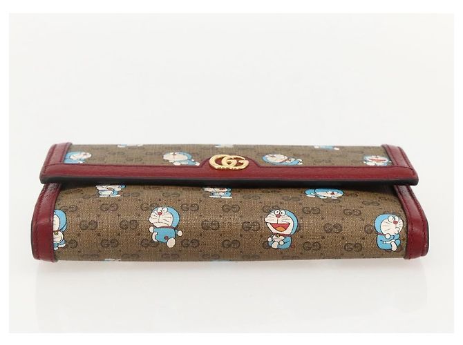 GUCCI Micro GG Supreme Doraemon Long Wallet PVC Beige Oro 647786 Auth 175793A Dorado - vista 6