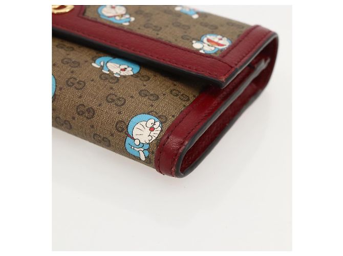 GUCCI Micro GG Supreme Doraemon Long Wallet PVC Beige Oro 647786 Auth 175793A Dorado - vista 7