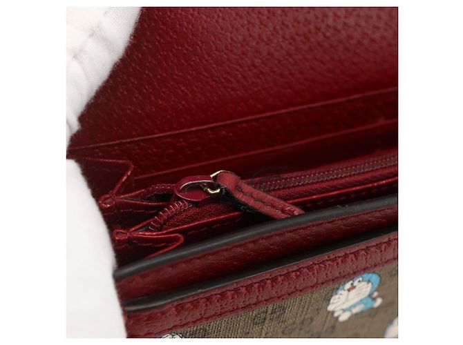 GUCCI Micro GG Supreme Doraemon Long Wallet PVC Beige Oro 647786 Auth 175793A Dorado - vista 9