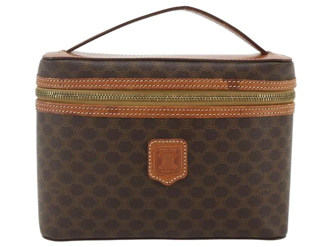 Céline Borsa a mano Vanity in tela Macadam CELINE PVC marrone oro Auth ka3955 D'oro - vista 13
