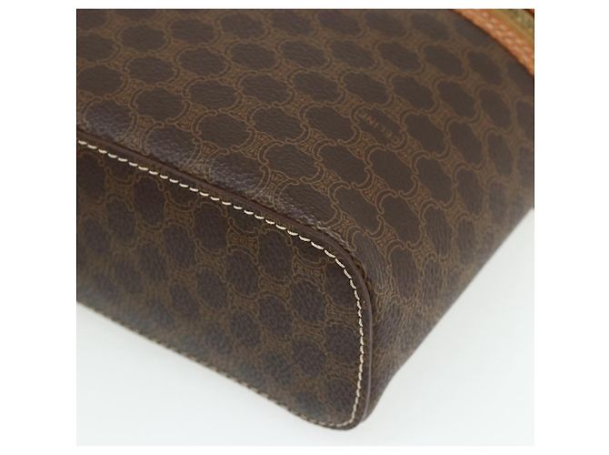 Céline Borsa a mano Vanity in tela Macadam CELINE PVC marrone oro Auth ka3955 D'oro - vista 14