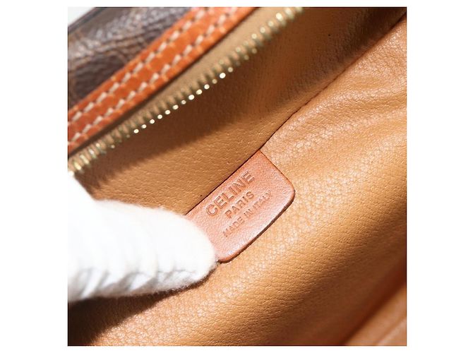 Céline Borsa a mano Vanity in tela Macadam CELINE PVC marrone oro Auth ka3955 D'oro - vista 19