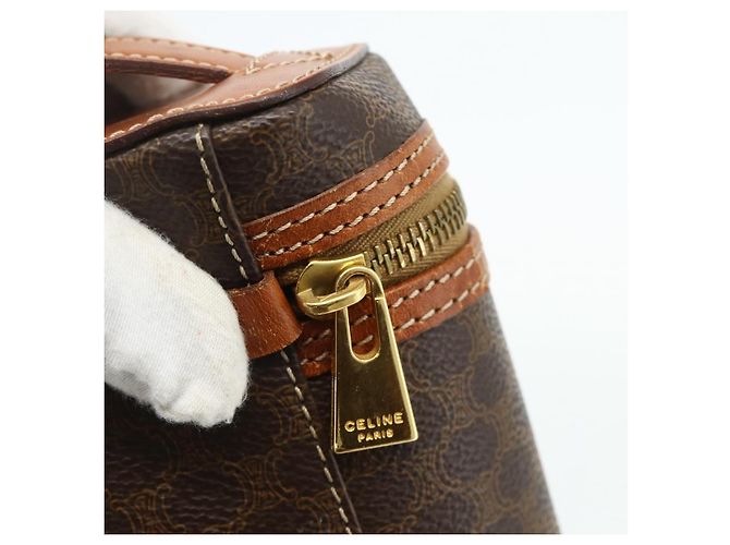 Céline Borsa a mano Vanity in tela Macadam CELINE PVC marrone oro Auth ka3955 D'oro - vista 9