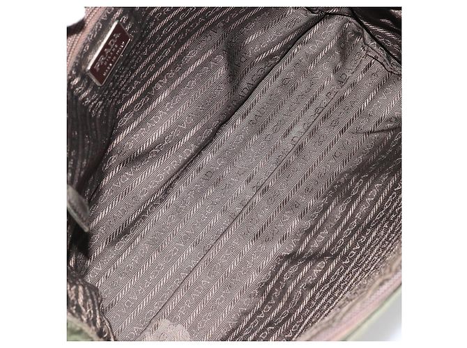 PRADA Borsa a mano in nylon khaki argento autentica 175996 Cachi - vista 11