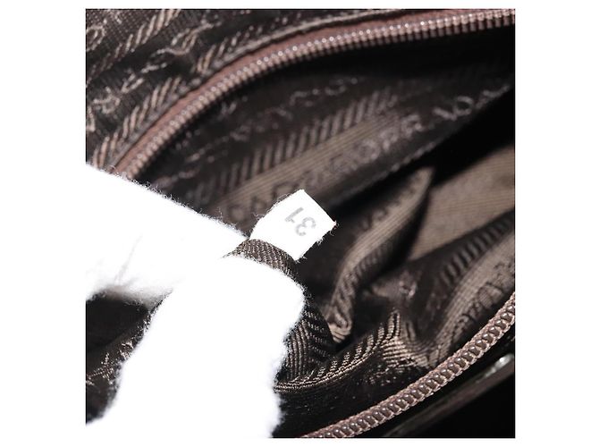 PRADA Borsa a mano in nylon khaki argento autentica 175996 Cachi - vista 12