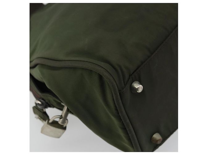 PRADA Borsa a mano in nylon khaki argento autentica 175996 Cachi - vista 15