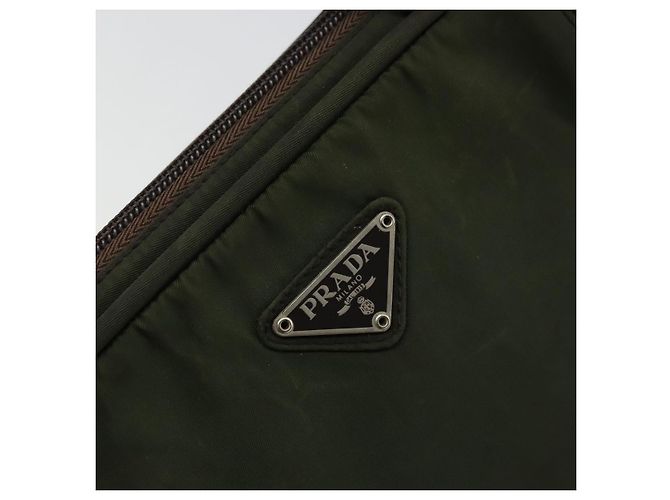PRADA Borsa a mano in nylon khaki argento autentica 175996 Cachi - vista 18