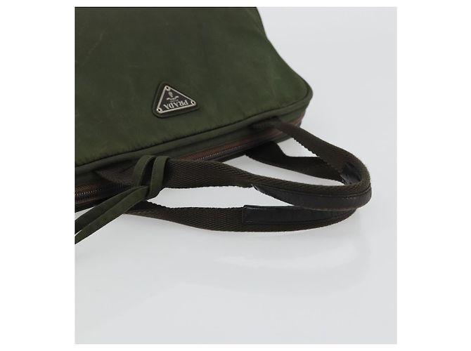 PRADA Borsa a mano in nylon khaki argento autentica 175996 Cachi - vista 7