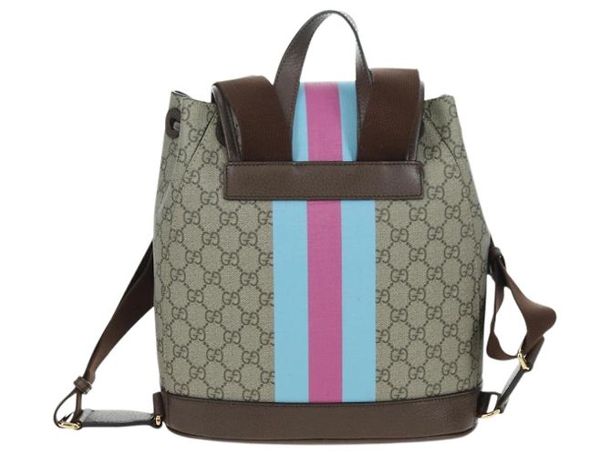 Gucci Zaino interbloccato GG Supreme in PVC beige e oro 674147 Auth YKZ1279M D'oro - view 2