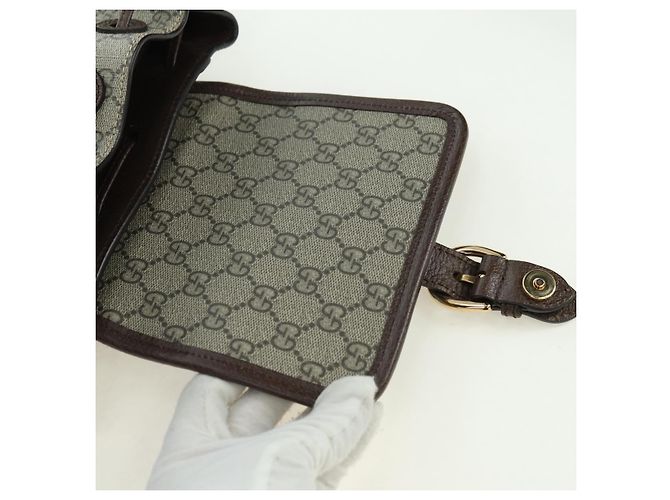 Gucci Zaino interbloccato GG Supreme in PVC beige e oro 674147 Auth YKZ1279M D'oro - view 23