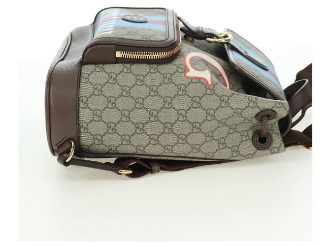 Gucci Zaino interbloccato GG Supreme in PVC beige e oro 674147 Auth YKZ1279M D'oro - view 4