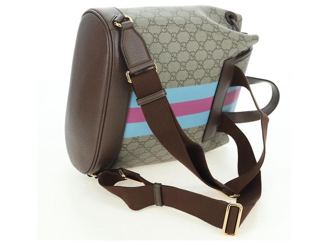 Gucci Zaino interbloccato GG Supreme in PVC beige e oro 674147 Auth YKZ1279M D'oro - view 8