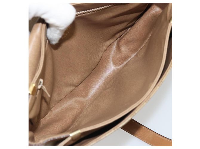 Céline Borsa a Spalla in Tela Macadam CELINE PVC Beige Oro Auth 175973 D'oro - vista 11